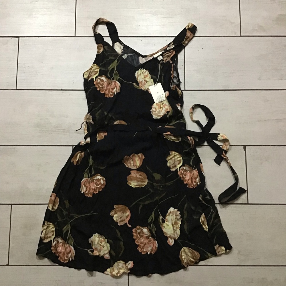 a new day Black Floral Print Dress New
